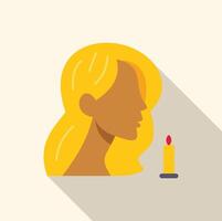 Woman lighting a scented candle creating a relaxing atmosphere vector