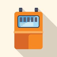 Orange electric meter measuring electricity consumption with display showing data vector