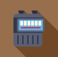 Gas meter measuring gas consumption with digital display on brown background vector