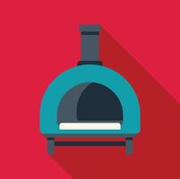 Portable wood fired pizza oven baking delicious pizzas on red background vector