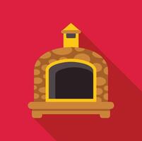 Stone oven baking delicious food with long shadow on red background vector