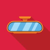 Rearview mirror reflecting sky on red background vector