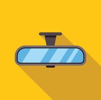 Rearview mirror reflecting empty road on yellow background vector