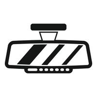 Car rearview mirror with parking sensor displaying simple glyph icon vector