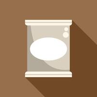 Closed tin can with blank oval label on brown background vector
