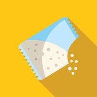 Open sachet pouring sugar or salt on yellow background vector