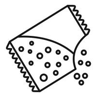 Open sachet pouring small round candies or pills vector