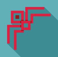 Red abstract geometric shape with long shadow on turquoise background vector