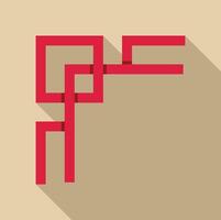 Red geometric lines creating abstract pattern with long shadow vector