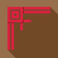 Red geometric shape creating corner frame on brown background vector