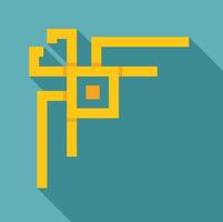Pixel art representing abstract yellow labyrinth corner on turquoise background vector