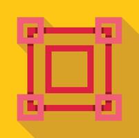 Blockchain technology connecting squares with lines on yellow background vector