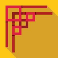 Red chinese style pattern decorating top right corner on yellow background vector