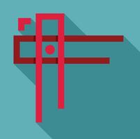 Red geometric shapes creating abstract design with long shadow vector