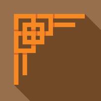 Orange geometric pattern forming corner design element with long shadow vector