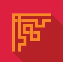 Traditional chinese pattern forming abstract corner decoration on red background vector