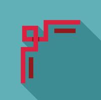 Red ribbon forming abstract shape with long shadow on turquoise background vector