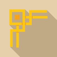 Yellow abstract geometric shape with long shadow on beige background vector