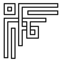 Abstract geometric ornament creating corner design with intertwined lines and squares vector