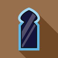 Arabian window representing islamic architecture and design with long shadow vector