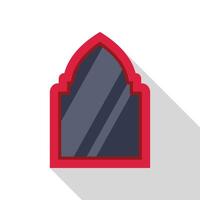 Red arabian window casting a long shadow on white background vector