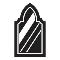 Arched window mirror reflecting light, interior design element vector