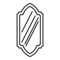 Elegant arch mirror reflecting light, minimalist line art design vector