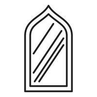 Oriental arch window reflecting light, minimalist line art design vector