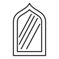 Moroccan arch window reflecting light, minimalist line art design vector