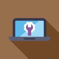 Laptop showing maintenance and technical support symbol vector