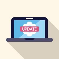 Laptop showing update software process on screen with gear icon vector
