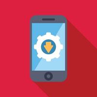 Smartphone showing downloading app installation process with gear icon vector