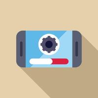 Phone showing software update progress with gear icon vector