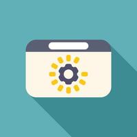 Browser window displaying settings sun or loading gear icon, optimizing web performance vector