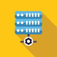 Server rack configuration and maintenance icon representing data center operations vector