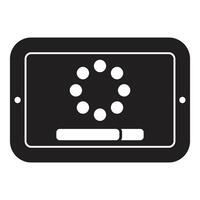System software update process with progress bar and loading icon on tablet screen vector