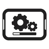 Mobile phone installing software update with progress bar and gears vector