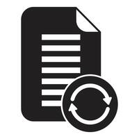 Document processing with rotating circular arrows, data update and refresh icon vector