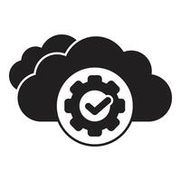 Cloud computing technology showing setting up and success with check mark icon vector