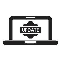 Laptop showing update system notification with gear icon vector