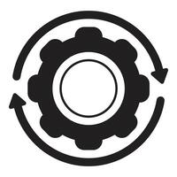 Circular arrows rotating around gear symbolizing workflow process vector