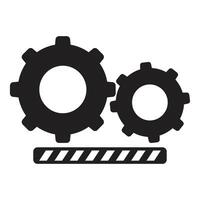 Gears rotating and progress bar showing loading status vector