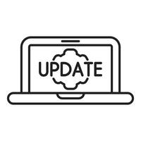 Laptop showing update on screen, system upgrade, software installation, and cloud technology vector