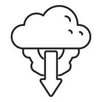 Cloud computing downloading data from cloud storage with gear and down arrow vector