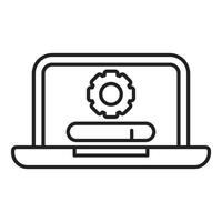 Laptop showing software installation progress with gear icon vector