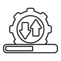 Data transfer ongoing with progress bar and gear representing settings vector