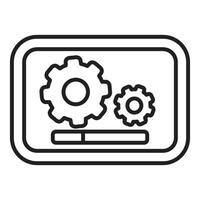 Software update progress bar with rotating gears inside display vector
