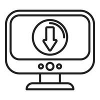 Desktop computer showing downloading symbol on screen vector