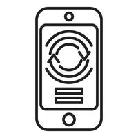 Smartphone showing rotating circular arrows symbolizing synchronization process vector