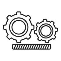 Two gears rotating and progress bar showing loading status vector